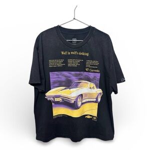 GM Embroidered Corvette Black Graphic T-Shirt